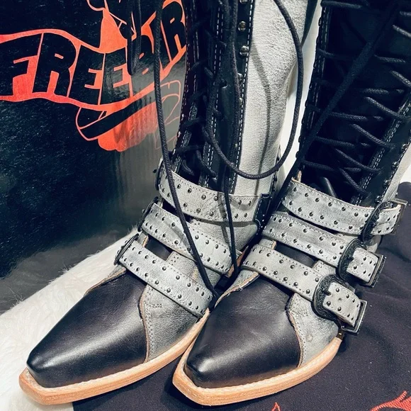 Freebird by Steven Winnie Ice Leather Mid Calf Heeled Boots - Picture 6 of 15